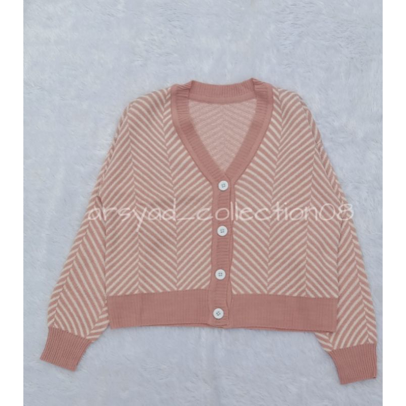 CARDIGAN RAJUT CROP BELLA FULL KANCING v-neck