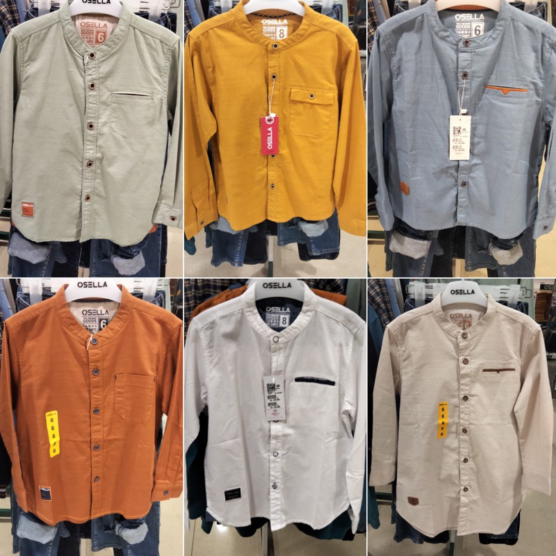 Kemeja polos lengan panjang anak laki-laki Osella kids (4-16th)