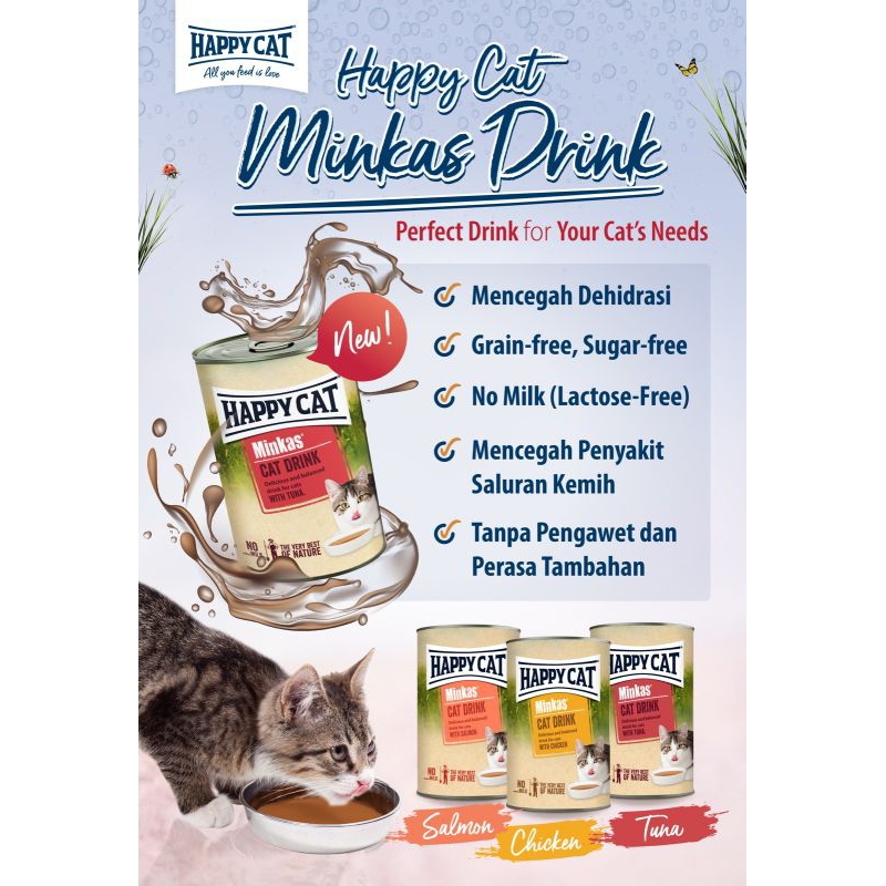 Happy Cat Minkas Drink Kaleng 140gr Makanan Kucing Wetfood Drink 140gr All Varian