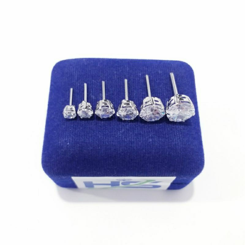Anting Perak Asli Silver 925 Lapis Emas Putih Model Giwang Tusuk Desi - Anting Wanita Anti Karat