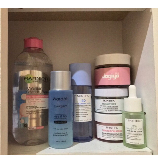 preloved wardah eye remover & jagiya waxing kit