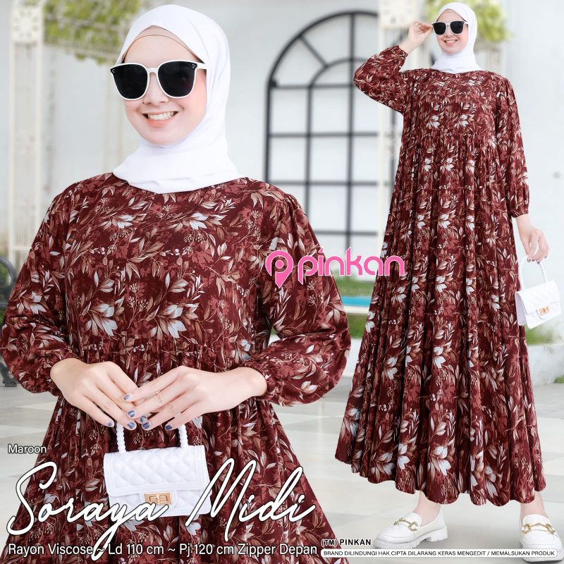SORAYA MIDI PINKAN / NAOMI #2 MIDI / TIARA MIDI / SONYA DRESS WANITA DEWASA // GAMIS WANITA BY PINKA