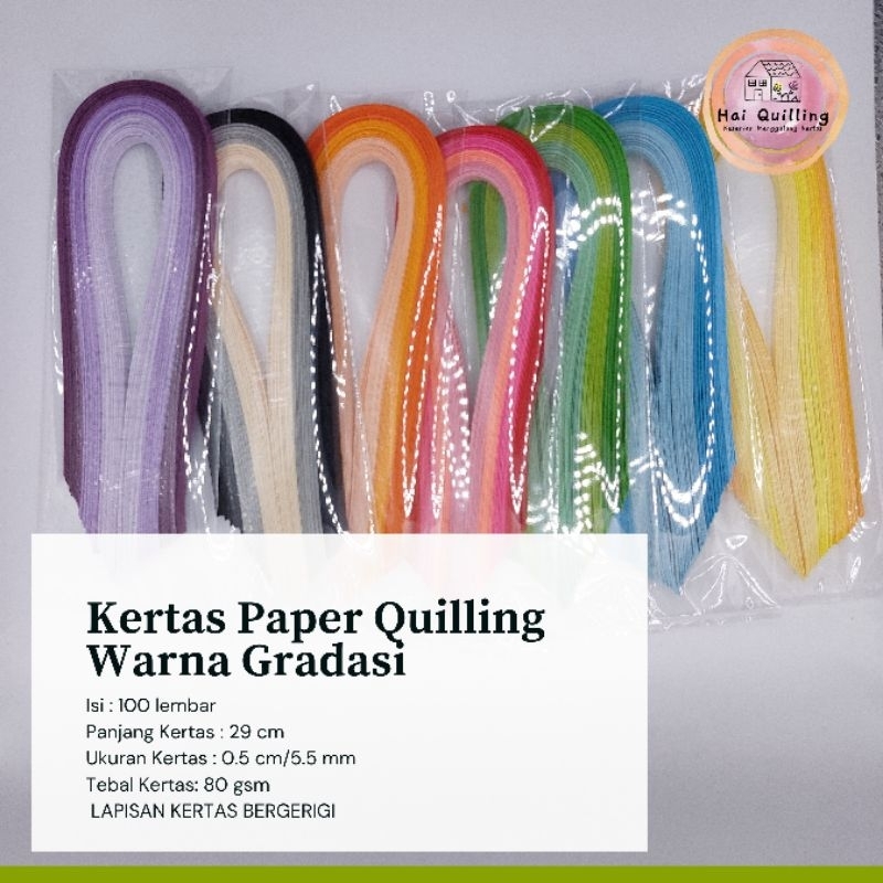 

Kertas Paper Quilling / Warna Gradasi/isi 100 lembar/29 cm/0.5 cm