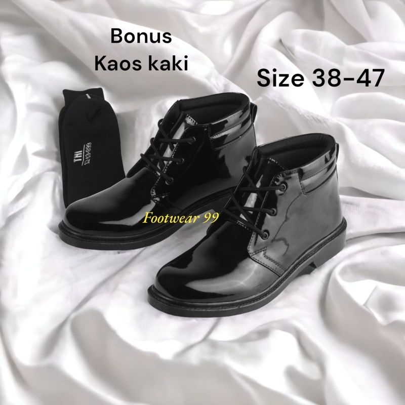 sepatu pdh tali 3 pria/paskibra/security/dinas/kerja/tni/polri