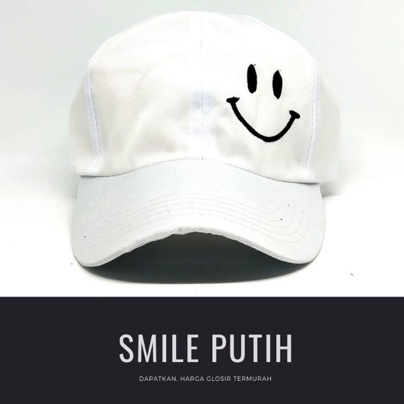 Topi BaseBall Pria Wanita Premium Motif Bordir SMILE