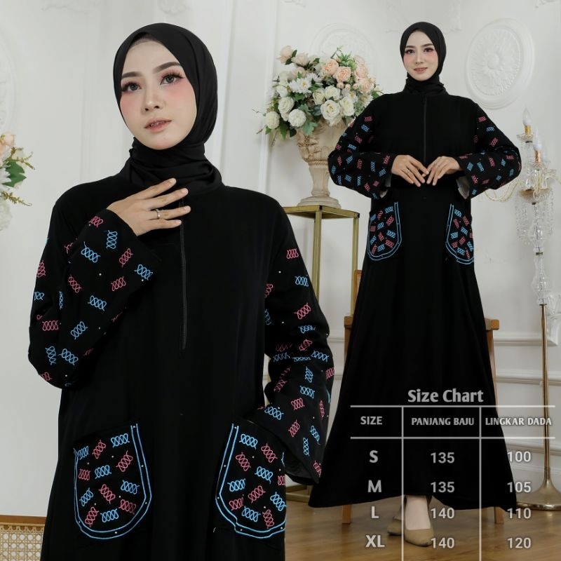 Gallery Exclusive Abaya Hitam Syari Gamis Bordir Turkey 1255 Kantong Busui