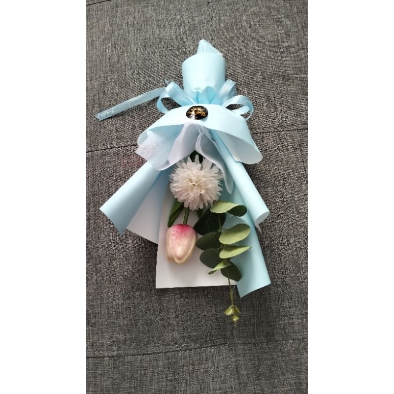 Buket Bunga tulip &amp; Pompom PREMIUM /Bouquet Korean Rose Artificial/Buket wisuda Hadiah Kado