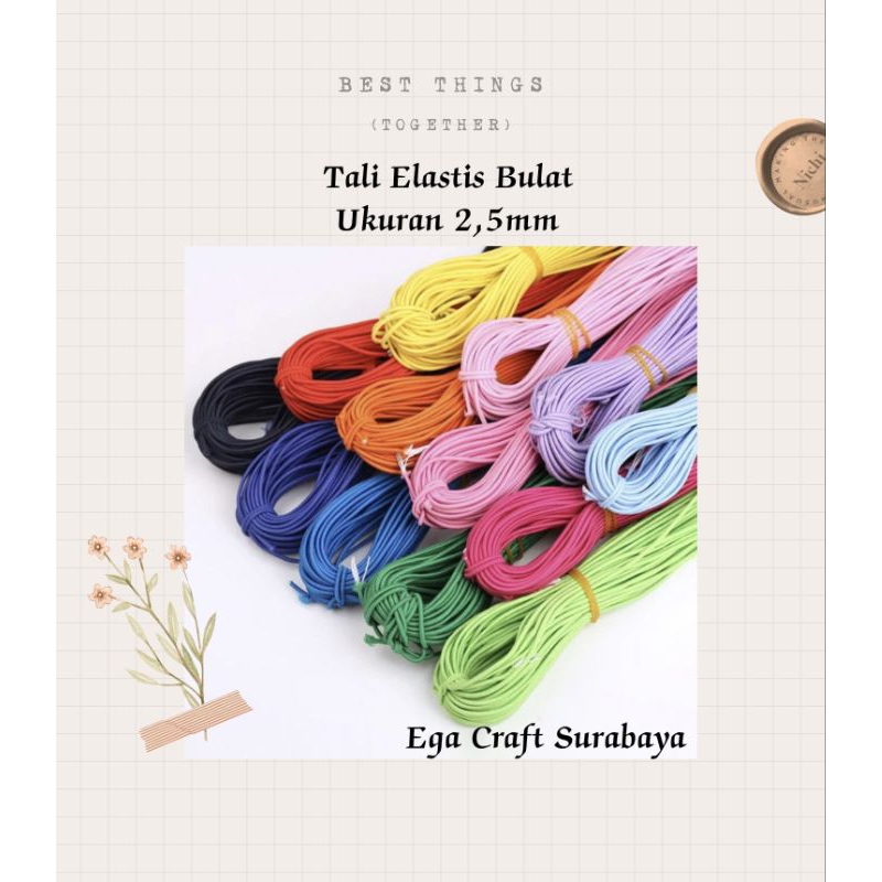 tali elastik bulat uk 2.5mm tali karet bulat tali masker Per Meter