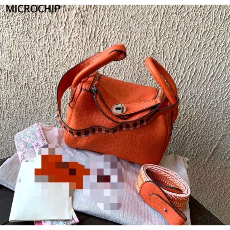 Tas shoulder and slingbag leather platinum  (MICROCHIP) + box&fakebil