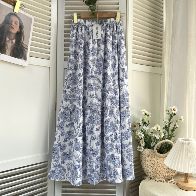 Longkirt flowers Rok korea wanita 117