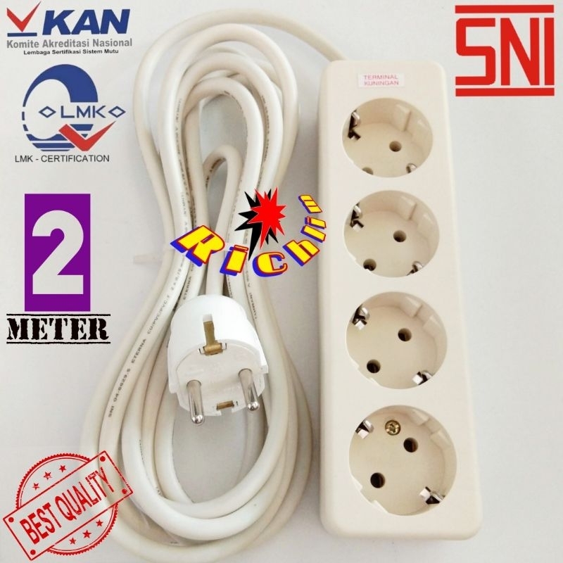 STOP KONTAK UTICON 4 LUBANG + 2 METER KABEL ETERNA + STEKER ARDE BROCO/COLOKAN LISTRIK