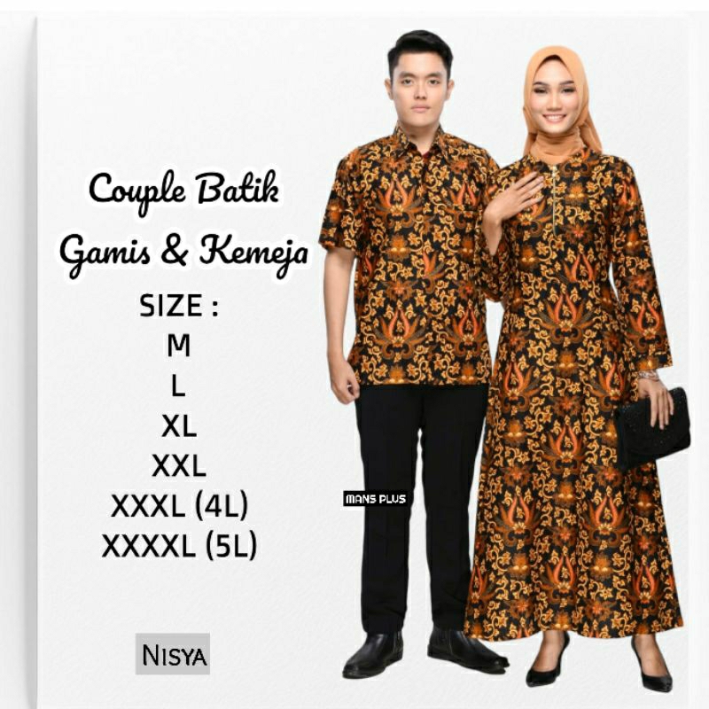 Couple Batik Gamis Modern Jumbo 4L-5L Sarimbit Pasangan Keluarga Longdress Maxi Big Size XXXL Seragam GVN