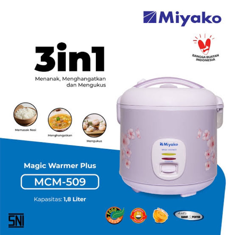 Special promo&gt;&gt; Magic Com Miyako 509 1.8L 3IN1 MCM-509 395 watt free ongkir wilayah denpasar