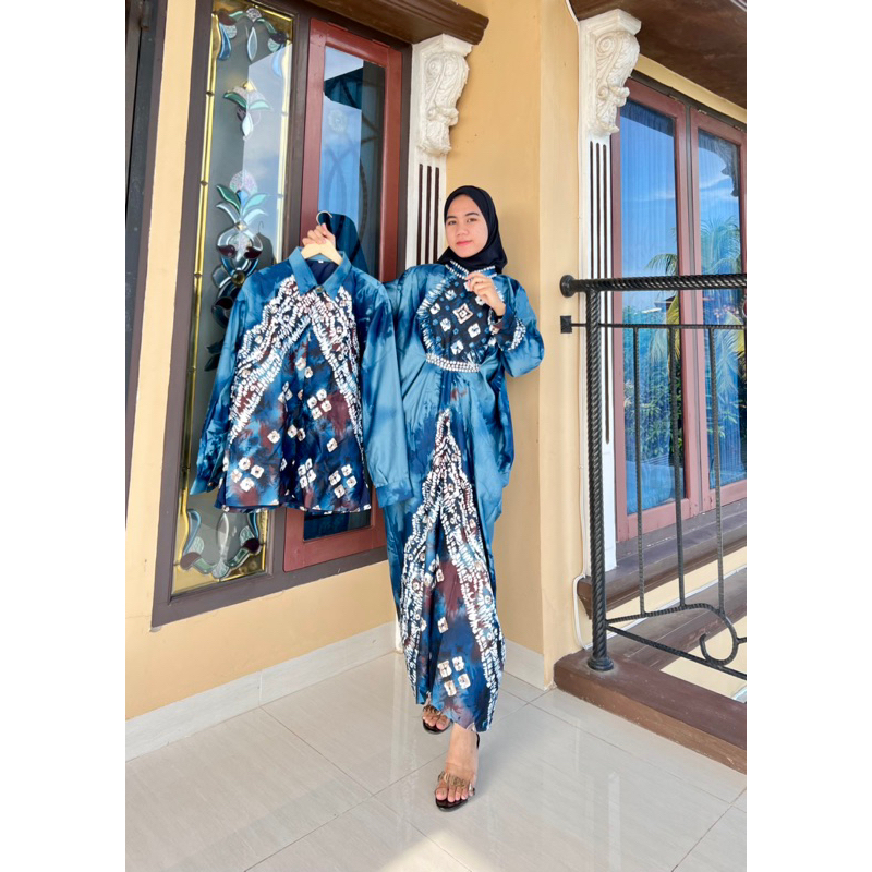 COUPLE KAFTAN JUMPUTAN PALEMBANG SUTRA SILK PRINTING