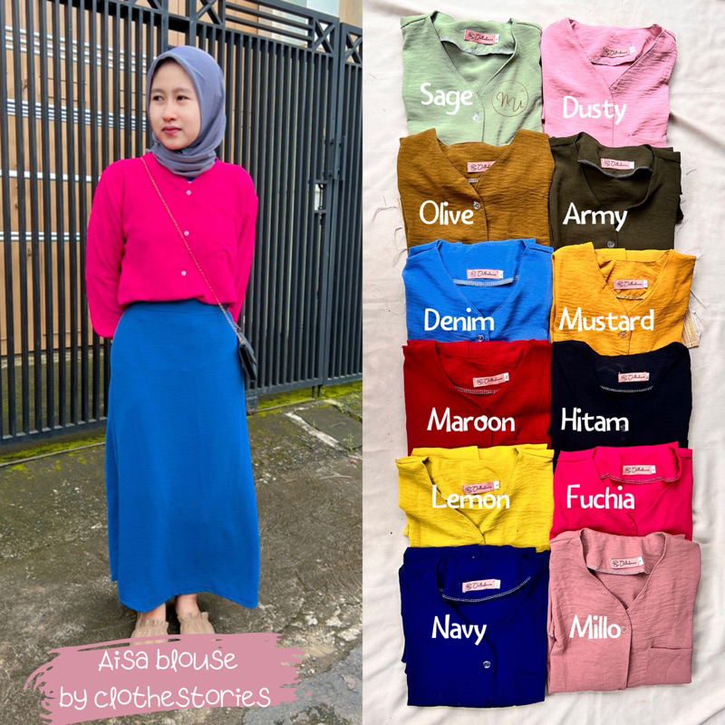 AISA BLOUSE CRINKLE/LOISE BLOUSE/BLUS WANITA BUSUI FRIENDLY/ATASAN WANITA BLOUSE TERBARU ALL SIZE  BLOUSE JUMBO BIG SIZE KEKINIAN TERBARU CRINKLE AIRFLOW LD 100-110 ( L &amp; XL )