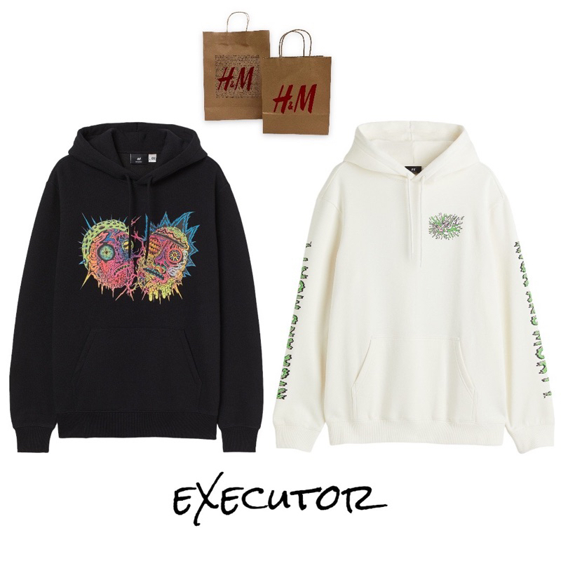 ( 8.8 ) Hoodie H&amp;M Unisex Sablon Rick and Morthy Collection, Flecee Katun Lembut Tebal, Free Papperbag