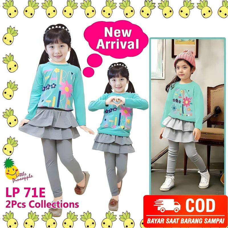 SETELAN PERGI IMPORT ANAK BALITA CEWEK USIA 2-3 TAHUN BAJU BRANDED ATASAN KAOS LENGAN PANJANG CELANA