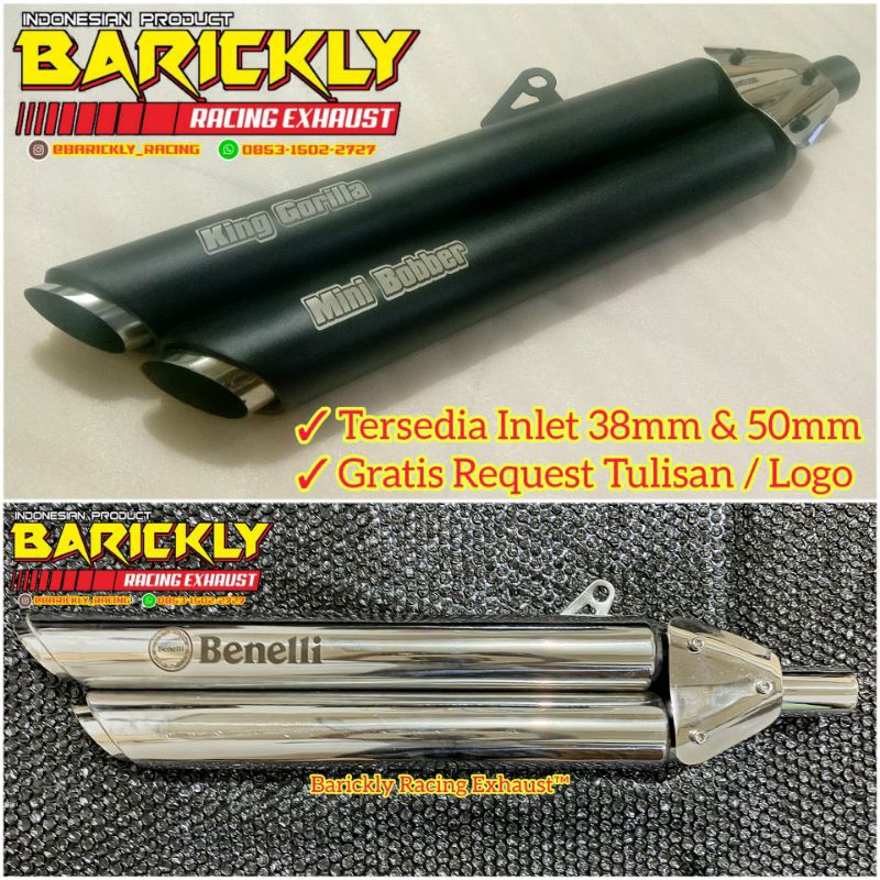 SILENCER ONLY Knalpot Double Vanes Bambu Runcing Untuk Japstyle W175 SE TR Benelli Motobi 152 200 Ev