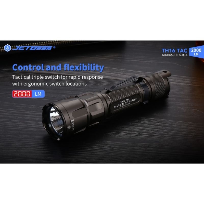 JETBeam Senter LED CREE XHP35 HD Tactical USB Rechargeable 2000 Lumens - TH16 TAC