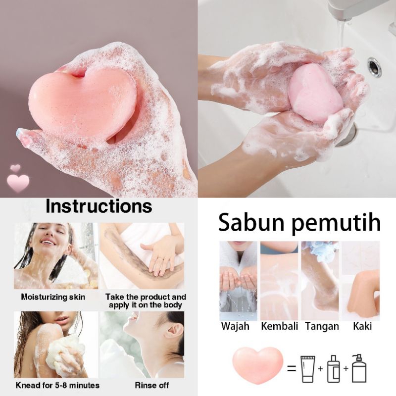 COD Peach Sabun Pemutih badan kulit wajah permanen Soap Whitening bleaching putih cerah original