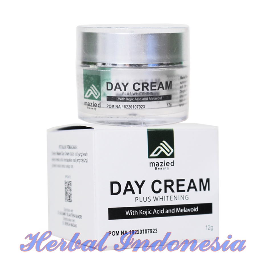 MAZIED DAY CREAM PLUS WHITENING 12gr - Wajah tampak Cerah dan Lembab dengan Alpha Arbutin dan Thocoperol