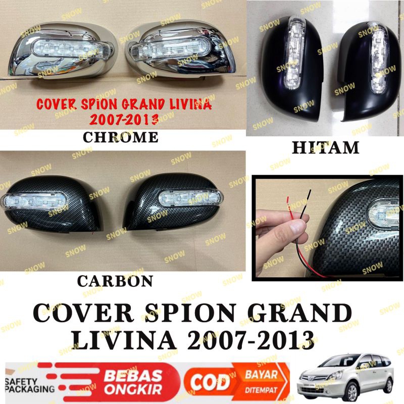 Cover Spion Grand Livina Lama Old 2007 2010 2013 Chrome Hitam Carbon Lampu