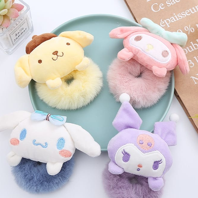 OVERFLOWS.ID SCRUNCHIE SANRIO AKSESORIS FASHION KARET RAMBUT KAWAII LUCU KOREA IMPORT MURAH