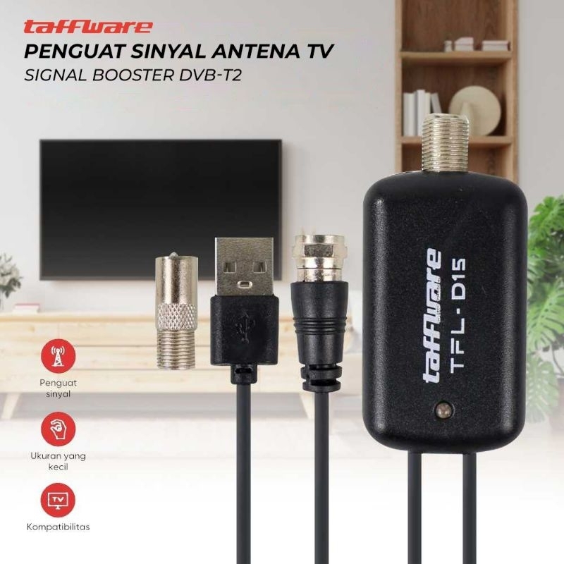 Taffware Antena TV Digital DVB-T2 High Gain 25dB with Amplifier Signal Booster