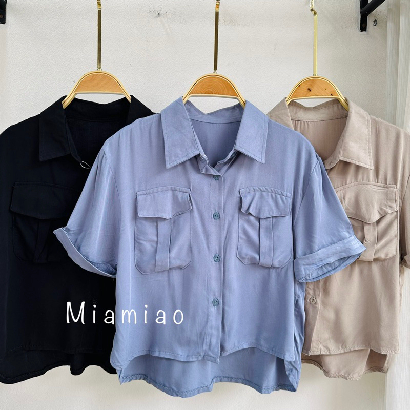 Kemeja Hanim Crop Premium Rayon Twill / Blouse wanita korean style