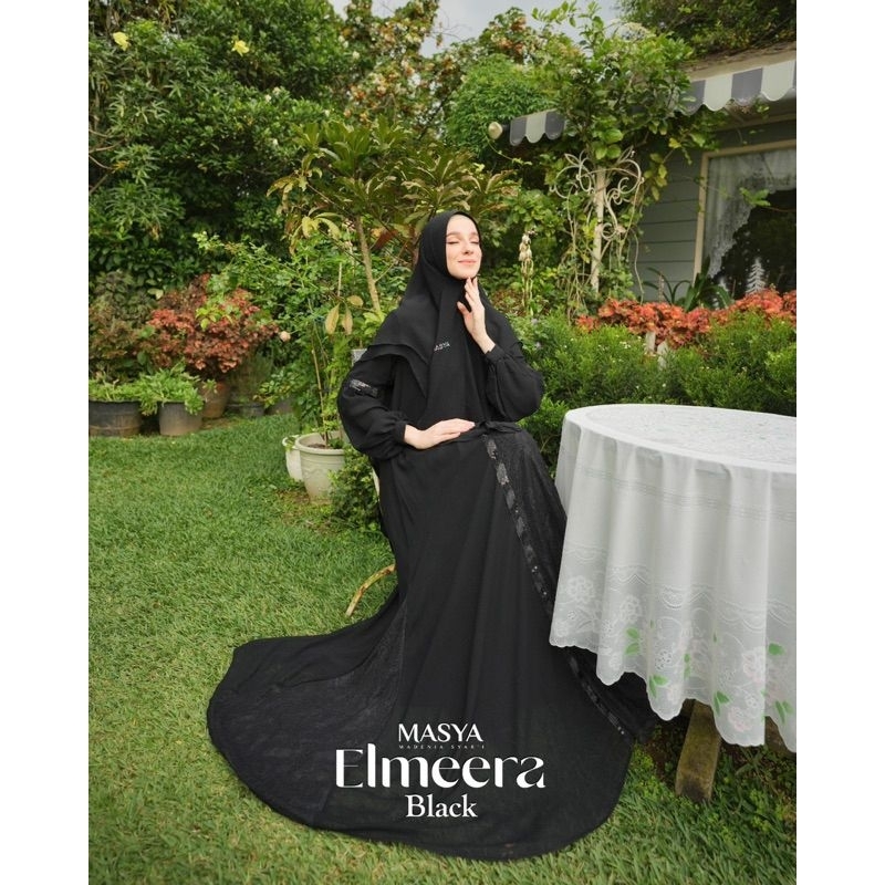 READY STOK [MADENIA SYARI_MASYA] GAMIS SYAR'I / DRESS SET ORIGINAL " ELEMEERA BLACK " By Madenia Sya