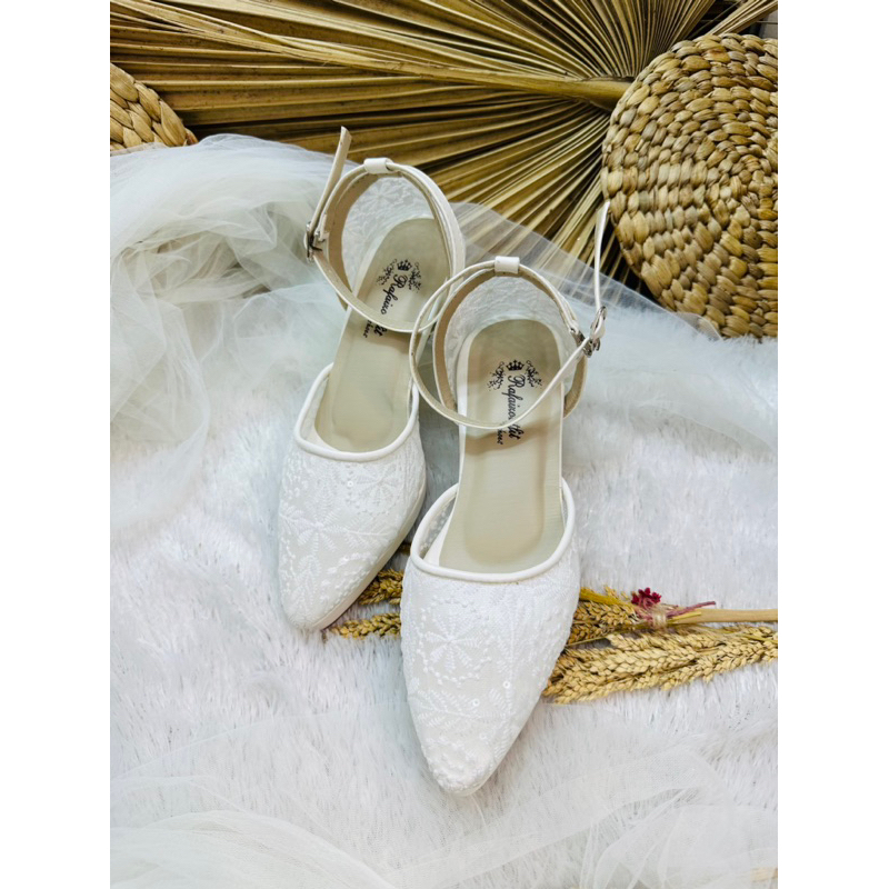 sepatu wanita siera warna putih 5cm kaca