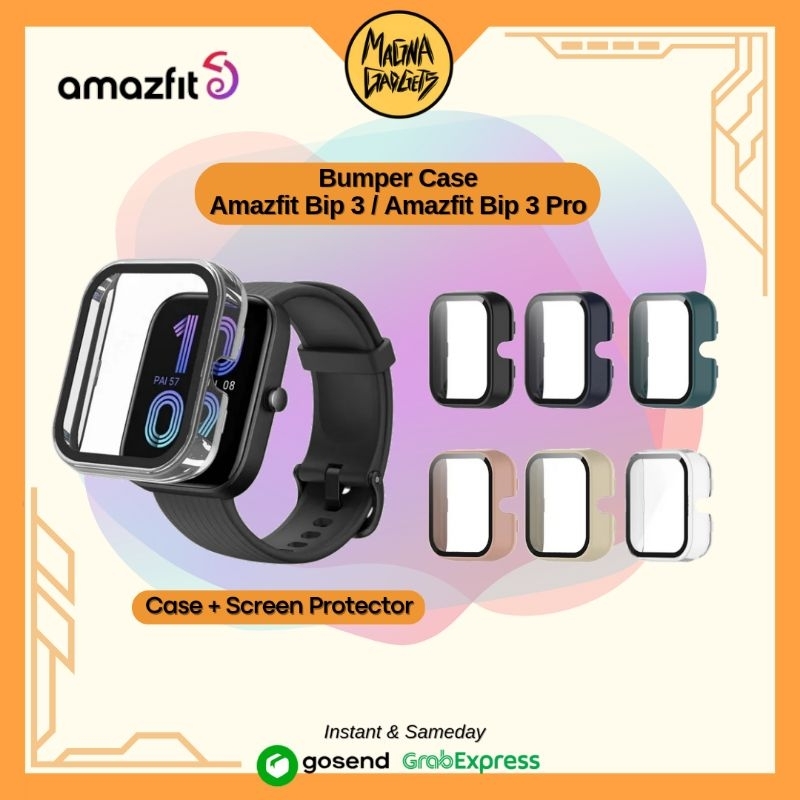 Case Cover Amazfit Bip 3 Bip 3 Pro - Full Screen Protector Tempered Glass Case