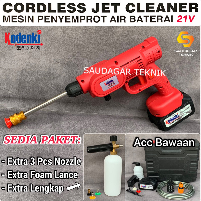 Jet Cleaner Cordless Kodenki Mesin Steam Cuci Mobil Motor AC Baterai Batre Portable