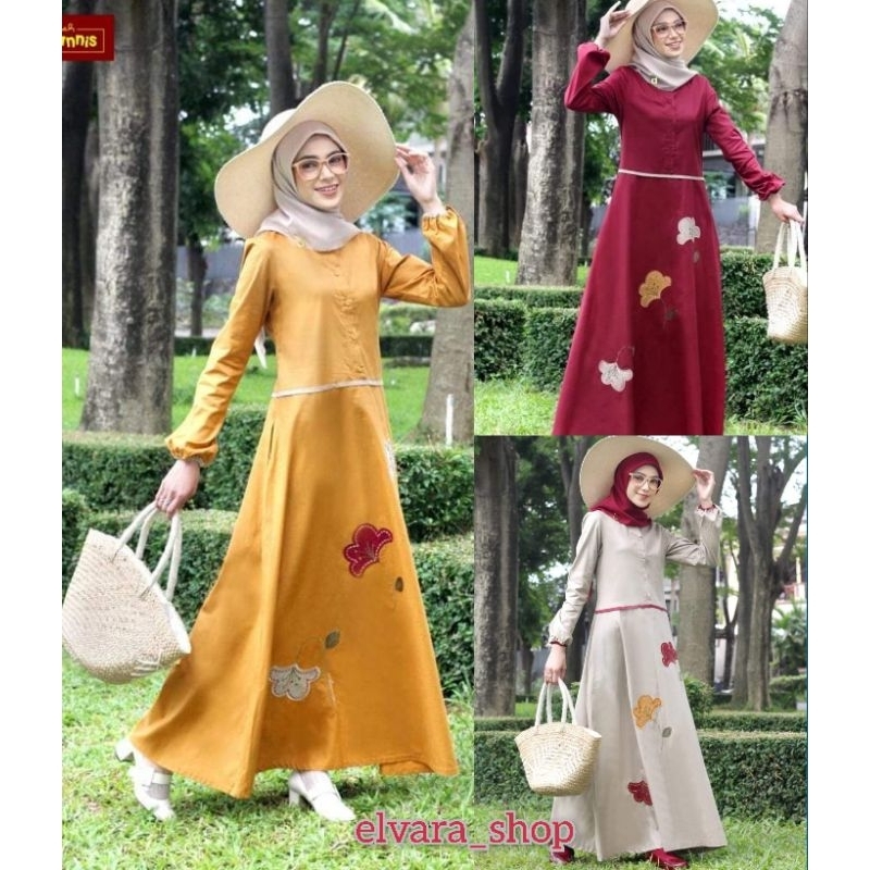 Baju Gamis Model Terbaru DANNIS  A221001 Gamis Gold - Maroon - Beige