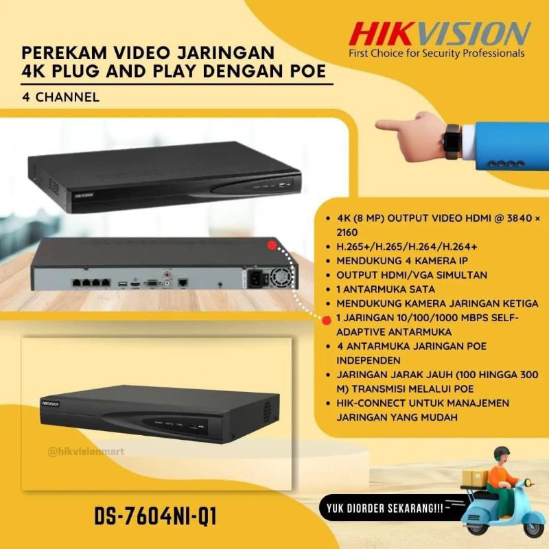 NVR HIKVISION 4 CHANNEL DS-7604NI-Q1