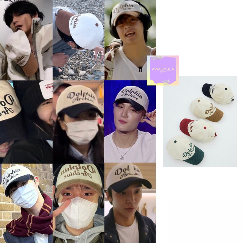 (PO) OFFICIAL SALE WAI KEI Dolphin Archive Two-tone Ball Cap worn by BTS Taehyung V Blackpink Jisoo 
