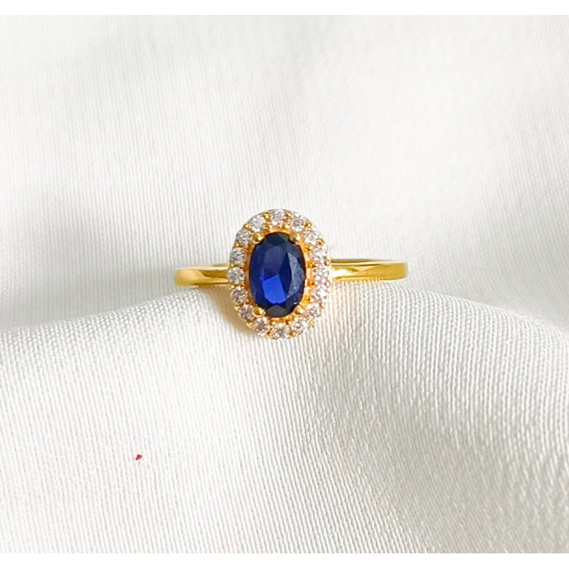 cincin emas asli kadar 875 model blue saphire