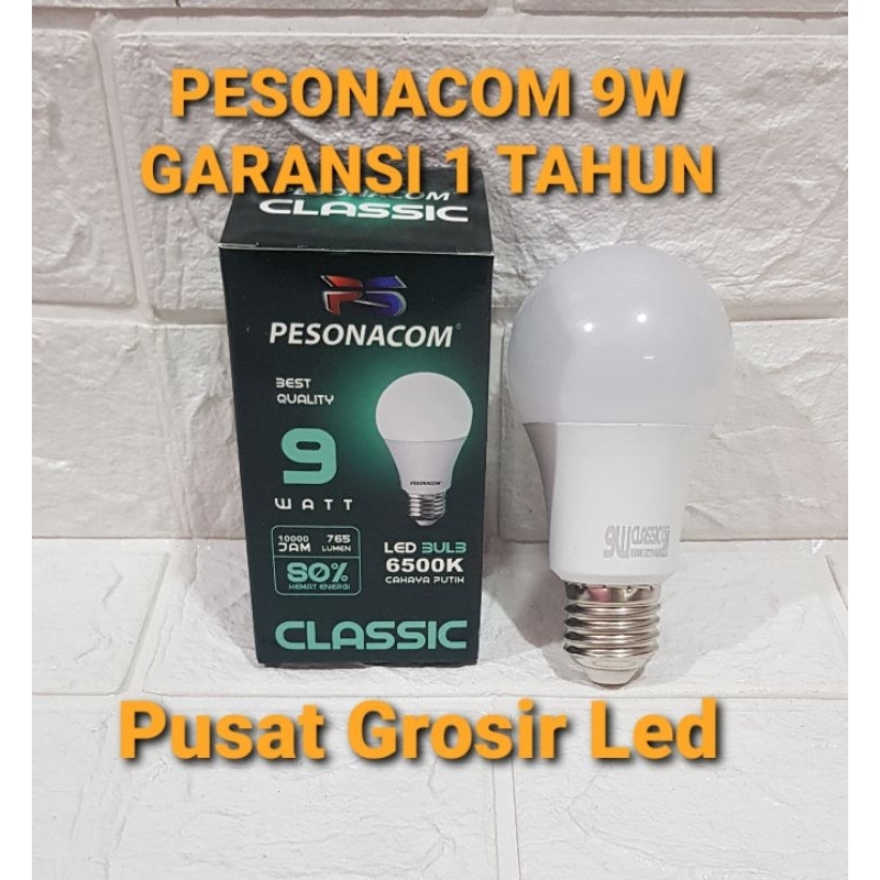 PAKET HEMAT 10 PCS LAMPU LED PESONACOM CLASSIC 9 WATT CAHAYA PUTIH GARANSI 1 TAHUN