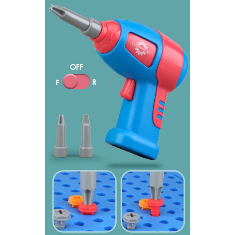 Mainan Drill Anak 461 pcs / DIY Obeng Baut / Main Bongkar pasang Baut / Hadiah Anak / Kado Ultah Anak / hadiah ulang tahun murah / mainan bor anak