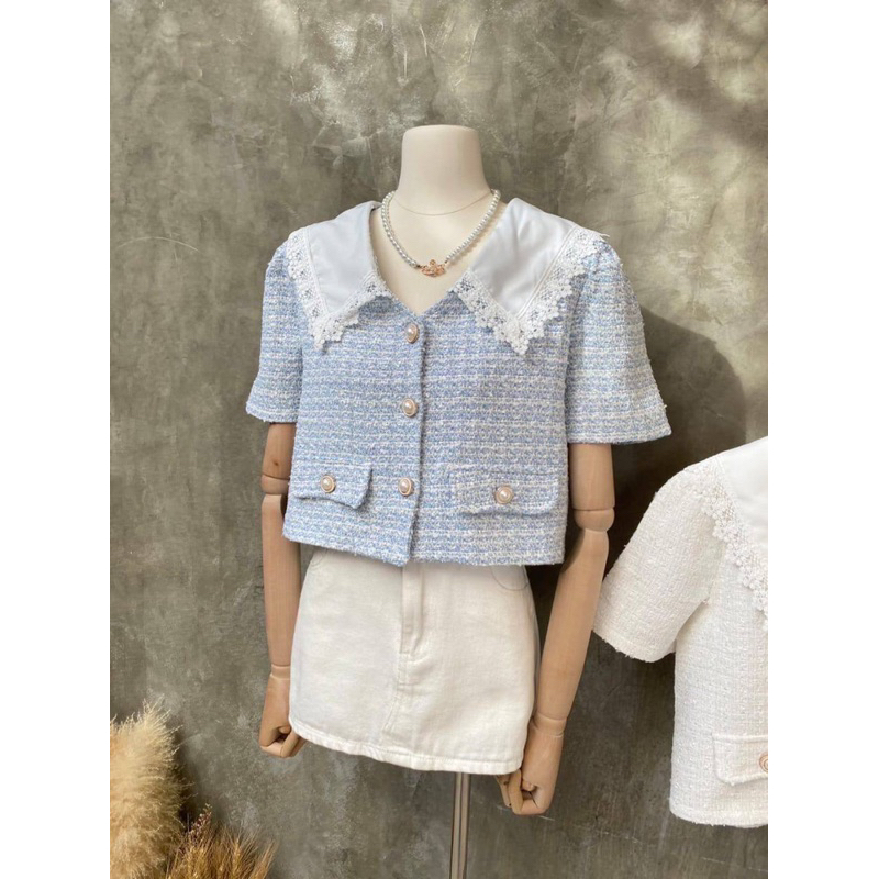 Ready import bangkok/tweed top/import bkk/atasan tweed
