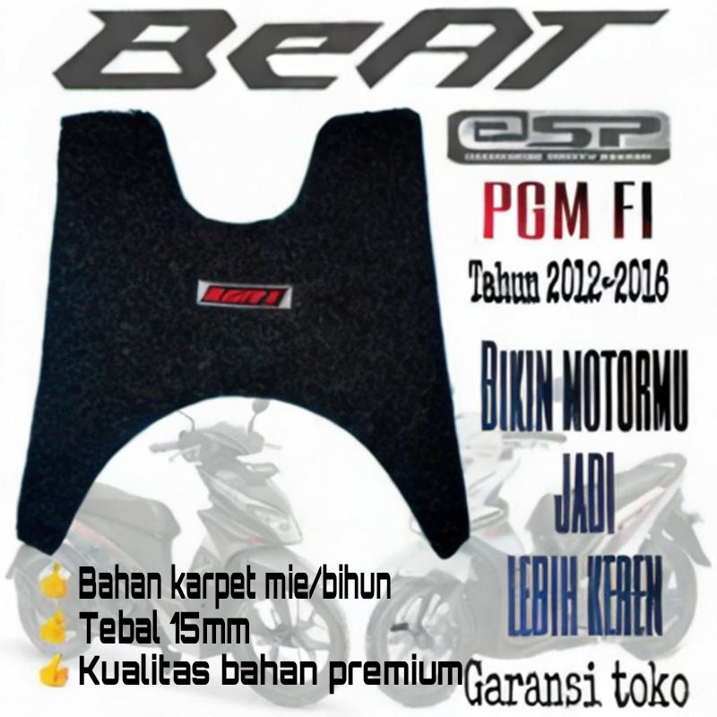 karpet motor/karpet beat pgm fi 110cc/karpet beat fi 2012-2016/karpet mie beat fi/pijakan kaki motor