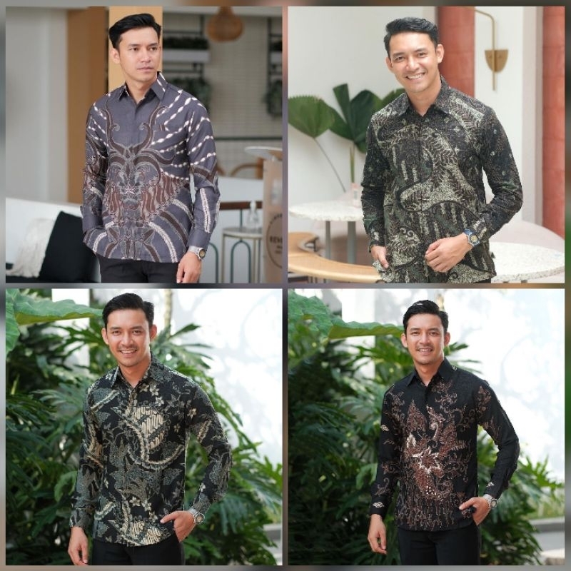 kemeja parang ijo Kemeja Batik Pria Modern Lengan Panjang Casual Modis Slim Fit Trendy Masa Kini