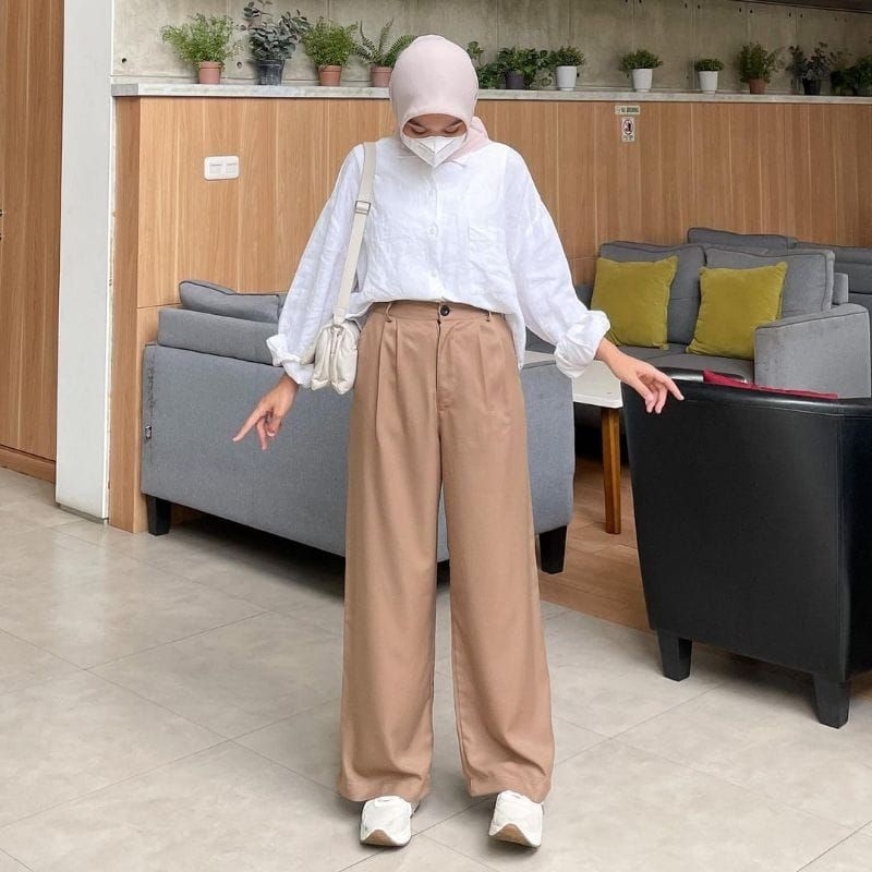 Loose Pants Trousers Wanita [versi TEBAL] - Celana Anti Kusut - Cullotes Wanita Jumbo - Celana Kulot Wanita Jumbo - Celana Kantor Formal - Highwaist Kulot Jumbo Big Size - Hany Kulot Jumbo Kulot Jumbo Wanita - Celana Wanita Jumbo - Kulot Jumbo