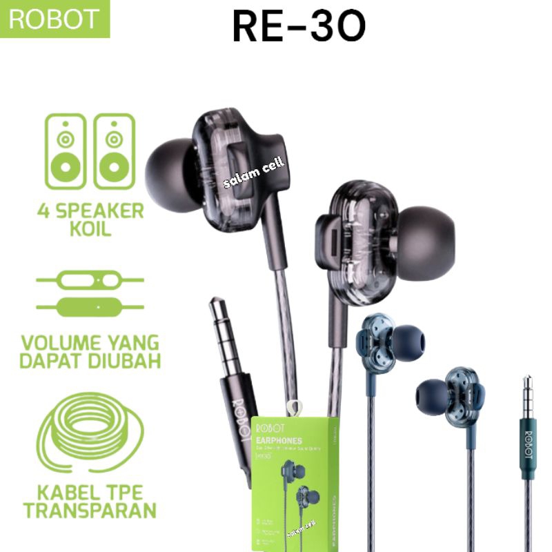 Headset Robot RE30 4speaker Super Bass Original Garansi Resmi