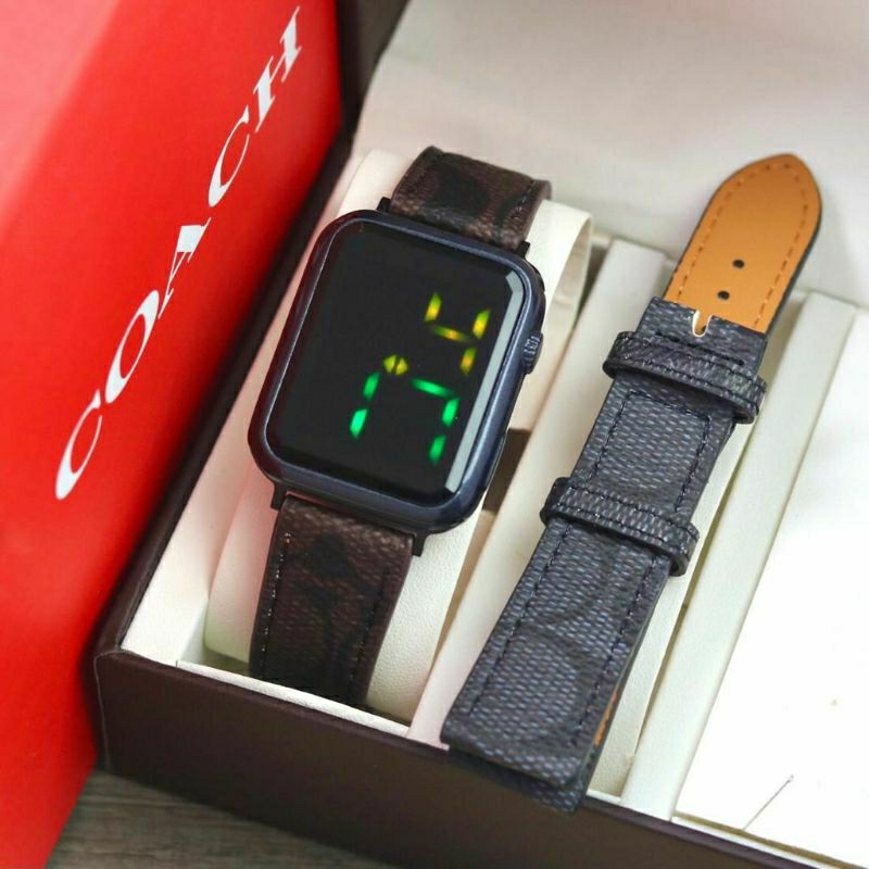 Jam Tangan Coach Digital Free Strap Kulit Terlaris Kasual Bisa COD