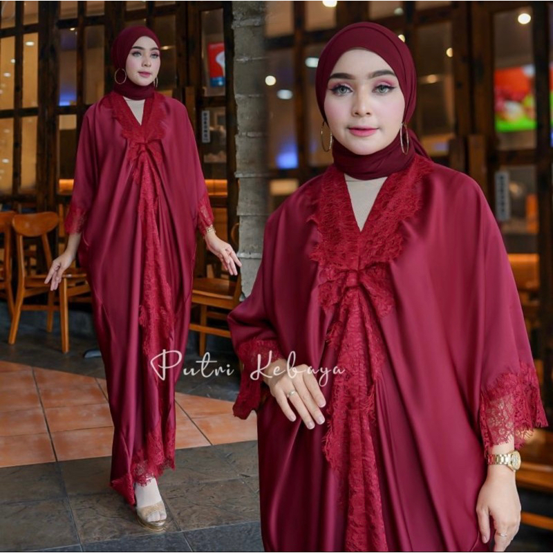 Kaftan renda/abaya/gamis/Polosan Bordir Renda