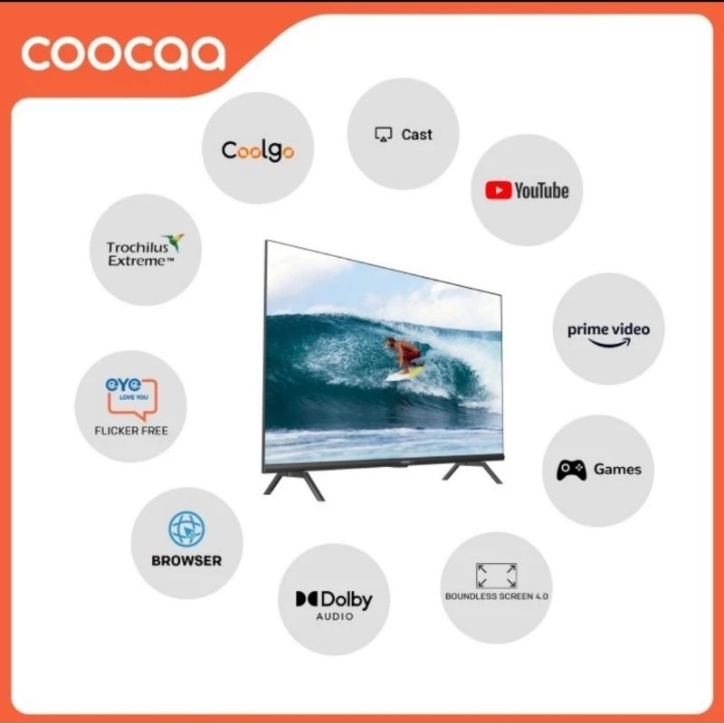 COOCAA 43S3U Smart TV 43 Inch Digital TV Garansi Resmi