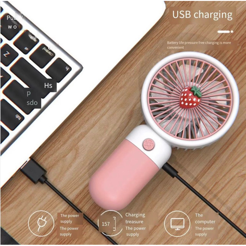 ( KKM ) Kipas Portable USB Fan Mini Karakter Buah Lucu