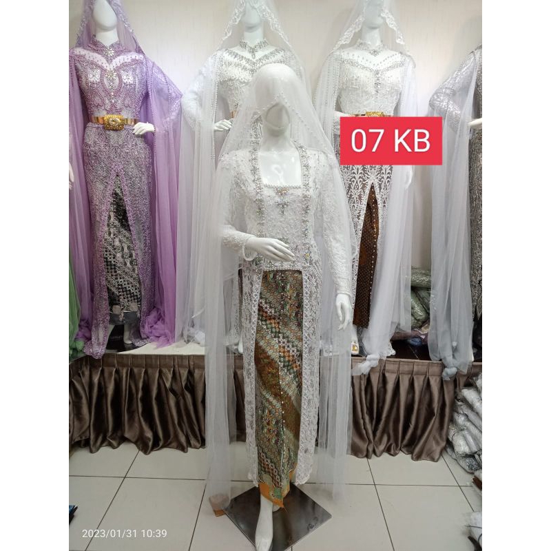 kebaya akad nikah warna full Payet sematakai satu set rok)