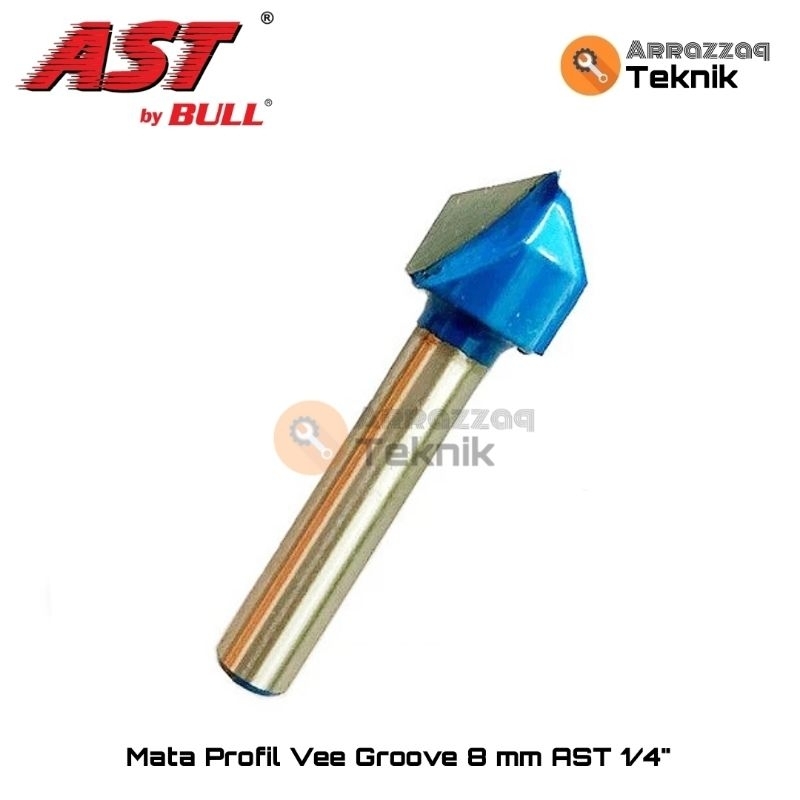 Mata Profil Vee Groove 8mm AST 1/4" - Mata Router Trimmer VeeGroove 8
